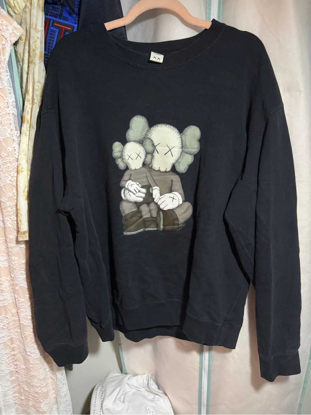 Uniqlo x KAWS Black Crewneck with Twin Character Graphic